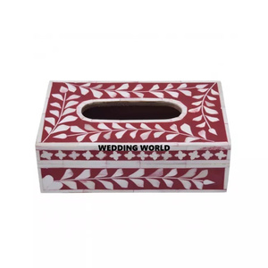 Boîte à mouchoirs en bois de luxe enduit de poudre rouge classique élégant fait à la main Restaurant & Hôtel décoratif nouvelle boîte à mouchoirs en bois en gros - Product Image 1