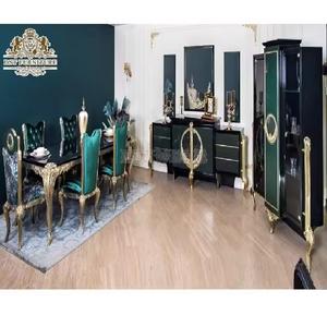 ชุดเฟอร์นิเจอร์ห้องอาหารสไตล์โมเดิร์น ทำจากไม้สักแกะสลักด้วยมือ ทนทาน โต๊ะอาหารพร้อมเก้าอี้ 6 ที่นั่ง - Product Image 1