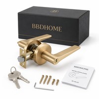Ensemble de poignées de porte à clé en laiton satiné, serrure conique lisse pour porte extérieure