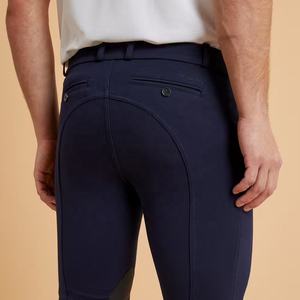Pantalon d'équitation Jodhpurs pour homme, coupe slim, bleu marine, avec grip intégral sur le siège, taille mi-haute, fermeture boutonnée, couleur unie, vêtements d'équitation - Product Image 6