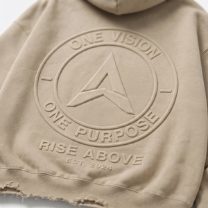 Sudadera con Capucha de Felpa Lavada Beige Personalizada para Hombre, Estilo Oversize, Streetwear, con Logotipo Grabado, Premium - Product Image 4