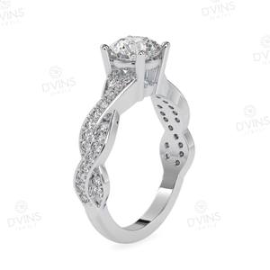 Bague de Fiançailles et de Mariage Classique en Or 14K avec Diamant de Laboratoire Solitaire Rond, Diamant Naturel VVS, pour Anniversaire et Fête - Product Image 2