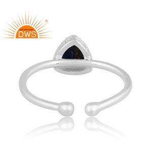 Latest Trending Fine Sterling Silver Natural Lapis Lazuli Gemstone <b>Adjustable</b> <b>Ring</b> Custom Jewelry For Women Gift For Her - Product Image 4
