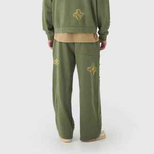 Survêtement pour homme avec broderie sur le devant et le dos, manches imprimées, effet délavé, doublure en polaire, capuche amovible, 2026 - Product Image 2