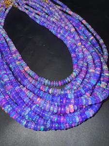 Colliers TASBIYA en opale bleue éthiopienne naturelle, perles rondes lisses, fabriqués à la main, avec évaluation tierce partie, prêts à être expédiés - Product Image 6