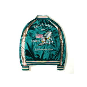 Blouson Bomber en Satin Double Face de Haute Qualité avec Broderie Personnalisée du Logo de la Marque, Veste de Baseball pour Homme, Épaisse et Imperméable pour l'Hiver - Product Image 4