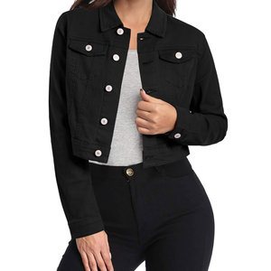Chaqueta Vaquera de Color Sólido con Logotipo Personalizado, Secado Rápido, Nueva Llegada, Manga Larga con Puños de Botones, Chaqueta Vaquera Corta para Mujer - Product Image 1