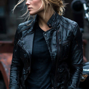 Chaqueta de cuero blanco para motorista, chaquetas de cuero para ciclismo con bolsillo en el pecho OEM para mujer, chaqueta de cuero PU a prueba de viento para mujer, Top - Product Image 5