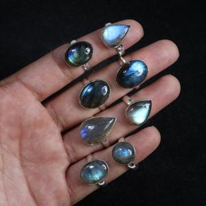 Natural Blue Labradorite Gemstone <b>Rings</b> Jewelry Making for <b>Silver</b> Jewelry Supply <b>Boho</b> <b>Rings</b> Wholesale Bezel Set <b>Rings</b> Jewelry - Product Image 1