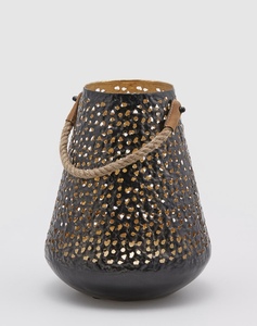 Bougeoirs cylindriques en fer personnalisés, fabriqués à la main, avec poignée en jute, bougies votives pour la décoration intérieure de Noël - Product Image 5