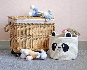 Cesta de algodón con forma de Panda, cesto grande para la colada, almohadas, manta OEM, hecho en Vietnam - Product Image 5