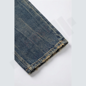 Jeans Hip Hop pour Hommes de Haute Qualité, Nouveau Style Été 2025, Denim Délavé Vintage, Lavable, Boutons, Coupe Droite, Personnalisable, Style Urbain - Product Image 6