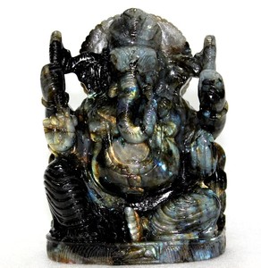 Figurine de Statue sculptée à la main en Labradorite Ganesha de haute qualité - Product Image 5