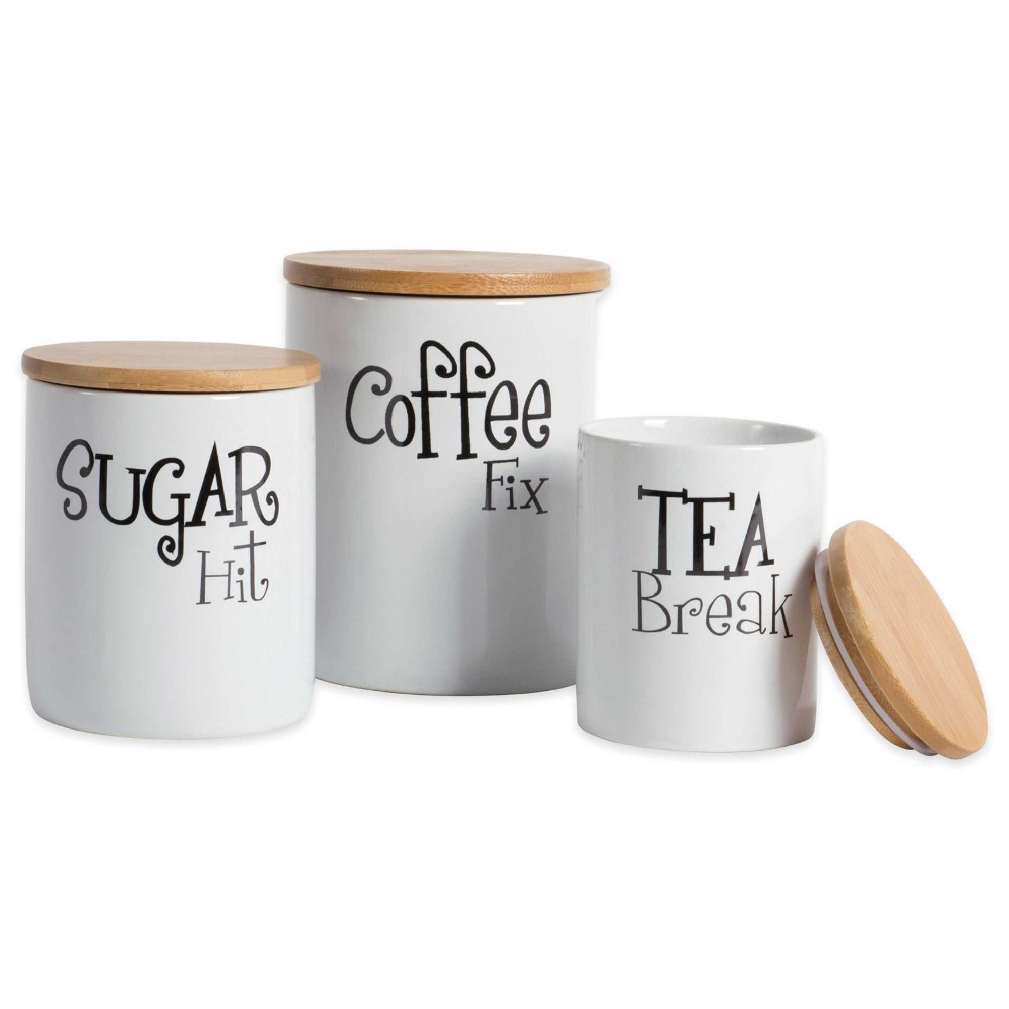 2025 Tea Coffee Sugar Canisters Ceramic with Bamboo Lid