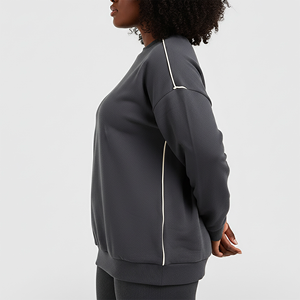 Sudadera de Algodón Lisa para Mujer, Cuello Redondo, Lista para Impresión, OEM, Sudadera Extra Grande para Mujer, Algodón Suave, Marca Privada - Product Image 3