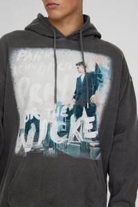 Wholesale Custom Oversized Wash Panic at the Print Hoodies Men Sustainable Men's Hoodies Cotton Blended Basics Latest Design - Product Image 3
