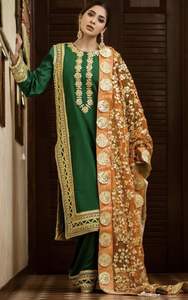 Salwar Kameez Moderno de Acrílico con Estampado de Lentejuelas y Gota Patti en Colores Vibrantes para Mujer, Corte Regular, para Reuniones Formales y Fiestas - Product Image 5