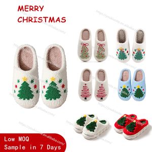 Kış yumuşak rahat tatil kapalı yatak odası kabarık sıcak noel terlik noel baba Xmas ağacı ren geyiği terlik kadın erkek için - Product Image 3