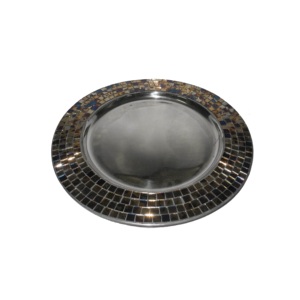Vaisselle de service pour la maison Assiette de présentation Assiette de présentation en acier inoxydable arrondie décorative en perles de cristal de designer faite à la main - Product Image 4