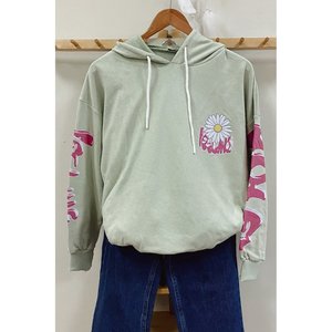 Felpa Unisex con dettagli posteriori verde margherita pace