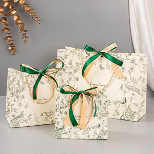 Bolsa de Regalo Retro Europea <span class=keywords><strong>MU</strong></span>, Bolsa de Mano con Lazo, Papel Kraft Blanco, Logotipo Personalizado para Festivales - Product Image 2