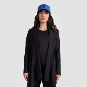 GA Autumn Long Cardigan with Print Black <b>Wool</b> and Fur <b>Wrap</b> for Comfort and Style - Product Image 1