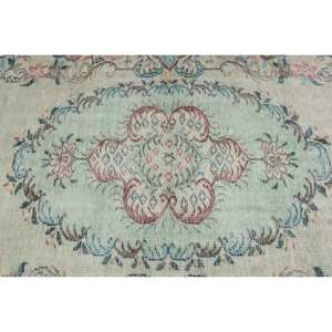 Alfombra de lana azul verde vintage, alfombra clásica de 4,1x8,2 pies, área grande, patrón de pasillo rectangular turco, algas marinas para sala de estar - Product Image 5