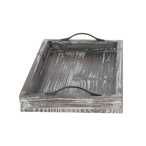 Bandeja de madera de pino personalizada con mango de metal para alojamiento y organización Bandeja de decoración de madera - Product Image 3