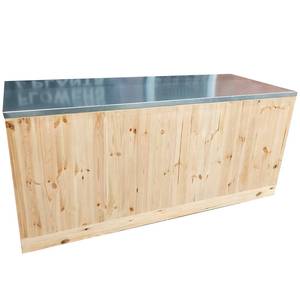 Mostrador de Recepción de Madera Natural con Superficie de Acero Galvanizado - 120 x 60 cm para Tienda Minorista - Product Image 1