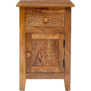 Armoire à deux portes décorative vintage faite à la main avec motif de mandala sculpté Construction en bois de manguier et finition rustique - Product Image 6