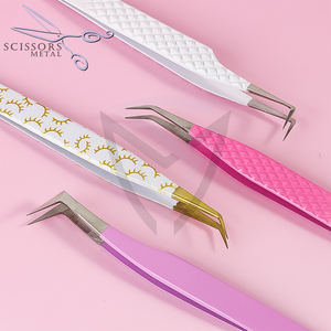 Nouveau gros couleur pêche pince à cils en acier inoxydable pince à épiler extension de logo personnalisé pince à épiler emballage durable - Product Image 5