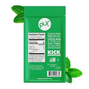 PUR <b>Gum</b> | Aspartame Free Chewing <b>Gum</b> | 100% Xylitol | Natural Spearmint Flavored <b>Gum</b>, 55 Pieces (Pack of 12) - Product Image 3