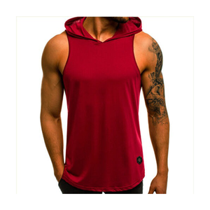 High Quality <b>Men's</b> <b>Sleeveless</b> Gym <b>Hoodie</b> Unique New Style with Custom Logo for Summer Low Price Made in Pakistan - Product Image 1