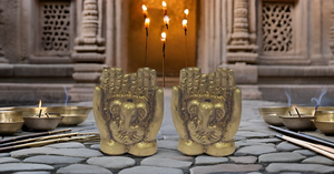 Juego de 2 mini esculturas de latón de mano Ganesha, palo de incienso y soporte de Agarbatti para uso en el hogar, la Oficina o el templo, artículo Pooja - Product Image 3