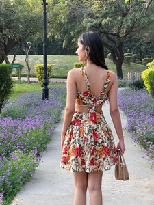 Vestido indio de algodón con bloque de mano para mujer, Vestido corto de verano con estampado Floral elegante, ropa bohemia de luna de miel, regalo para ella - Product Image 3