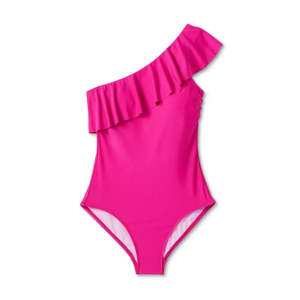 Costume da bagno intero Kona Sol da donna, rosa, taglia S, con volant, monospalla, copertura completa, in Spandex/Nylon - Product Image 3