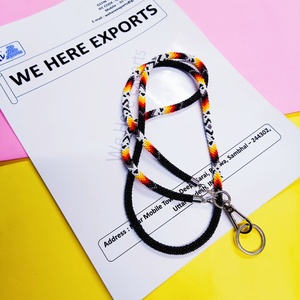 Beaded Crochet Lanyard Classic Style Eco-Friendly Inlay UV Printed Customized Shape <b>ID</b> <b>Badge</b> <b>Holder</b> Beaded Lanyard Keychain - Product Image 4