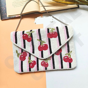 Handmade Beaded Rectangular Purse With Colorful Geometric Pattern Textile Craft <b>Embroidery</b> Design - Product Image 3