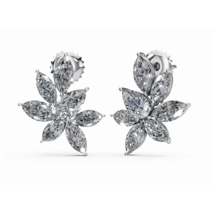 Pendientes de Diamantes Cultivados en Laboratorio, Corte Marquesa y Pera, Oro de 9 Quilates, Joyería de Diseño, Proveedor Mayorista de Exportación OEM - Product Image 1