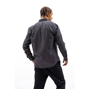 Camicia da uomo in flanella nera semplice - Product Image 3