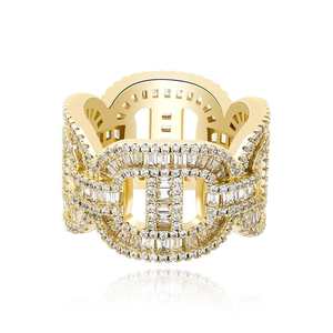 Anillo de Diamantes Cultivados en Laboratorio IGI de Lujo, Unisex, 3CT, Color D, Corte Baguette, Estilo HipHop, Chapado en Plata y Oro, con Piedras Laterales LGD, Estilo Cubano - Product Image 2
