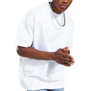 เสื้อยืดโอเวอร์ไซส์แขนสั้นคอกลมผ้าฝ้าย 100% สำหรับผู้ชาย ใส่สบายๆ ทรงหลวม น้ำหนัก 300 GSM เป็นมิตรกับสิ่งแวดล้อม แห้งเร็ว เหมาะสำหรับฤดูร้อน - Product Image 1