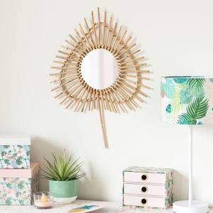 Miroir mural en rotin à motif de feuilles de luxe moderne fait à la main Collection spéciale pour la maison, hôtel, café, chambres, salles de bain, décorations - Product Image 4