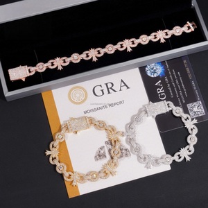 925 Silver Moissanite Star Link Bracelet Luxury Tennis Chain White Yellow Rose Gold Statement Bracelet <b>for</b> Women and <b>Men</b> - Product Image 3