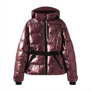 Femmes hiver chaud mi-long mince à capuche fermeture éclair Parkas à manches longues rembourré bouffée veste couleur unie fait peau de mouton coton - Product Image 1