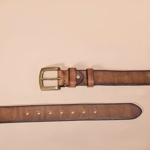เข็มขัดหนังวัวแท้สำหรับผู้ชาย คุณภาพสูง ขนาดยาวพิเศษ หัวเข็มขัดแบบหมุด - Product Image 2