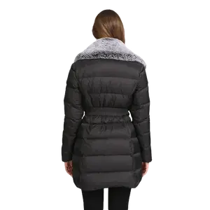 OEM 2023 nueva llegada invierno Parka burbuja moda botón cierre bajo MOQ prendas de vestir abrigo mujer Puffer chaqueta ODM relleno algodón - Product Image 2