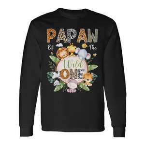 Camiseta de manga larga con estampado de animales de la selva para el primer cumpleaños de Wild One, camiseta promocional Papaw - Product Image 1