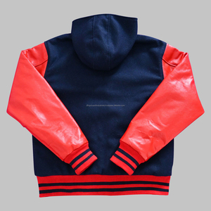 Veste coupe-vent chaude d'hiver décontractée pour hommes, manteau en tissu de laine à manches en cuir avec logo brodé personnalisé et style universitaire de baseball - Product Image 6