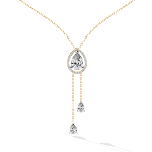 Fábrica de joyería al por mayor laboratorio sintético cultivado collares de diamantes 10K 14K 18K oro amarillo redondo brillante corte fino dijes collar - Product Image 5